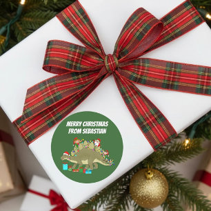 Adesivo Estegossauro Divertido Luzes de Natal Elfos