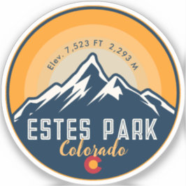 Adesivo Estes Park Colorado Mountain Retro Sunset Skiing