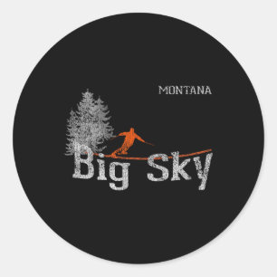 Adesivo Estilo 1980 Big Sky Montana Vintage Skiing T Shirt