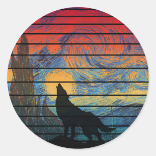ADESIVO ESTILO ABSTRATO UIVO DE LOBO