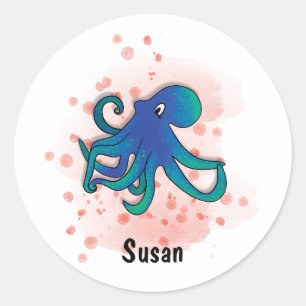 Adesivo estilo aquarela poltopus feliz