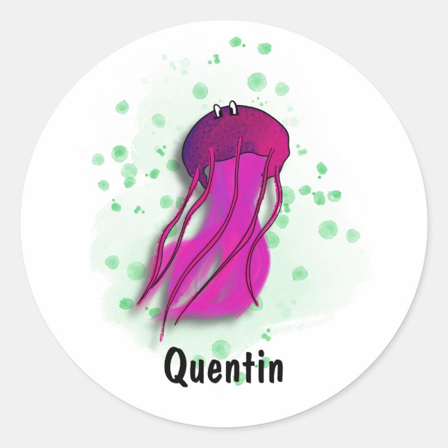 Adesivo estilo aquoso de água-vivas rosa (Frente)