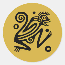 Adesivo Estilo Aztec Macaco Preto Mexicano em Dourado