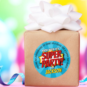 Adesivo Estilo Comic Super Herói Menino Azul de Aniversári