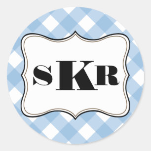 Adesivo Estilo country azul da letra do monograma do