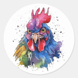 Adesivo Estilo de Aquarela de Galinha do País Rooster