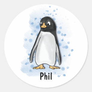 Adesivo Estilo de aquarela de peguin