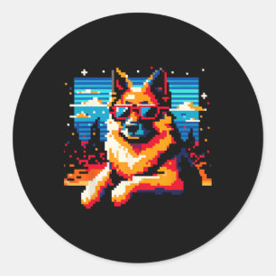 Adesivo Estilo de Arte de Pixel de Cachorro legal Natal