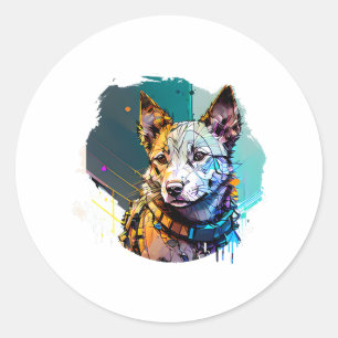 Adesivo Estilo de Arte em Tinta Retrato de Cachorro