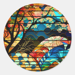 ADESIVO ESTILO DE ARTE JAPONÊS FLORESTA MODERNA