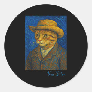 Adesivo Estilo de Artista de Autotrato de Gatinho Gogh Gat