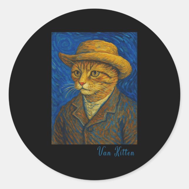 Adesivo Estilo de Artista de Autotrato de Gatinho Gogh Gat (Frente)