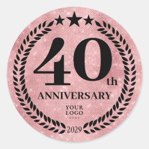 Adesivo Estilo de brilho rosa 40 anos Logotipo comercial