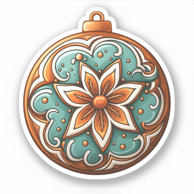 Adesivo Estilo de Cartoon Redondo Cookies de Natal Com Flo (Frente)