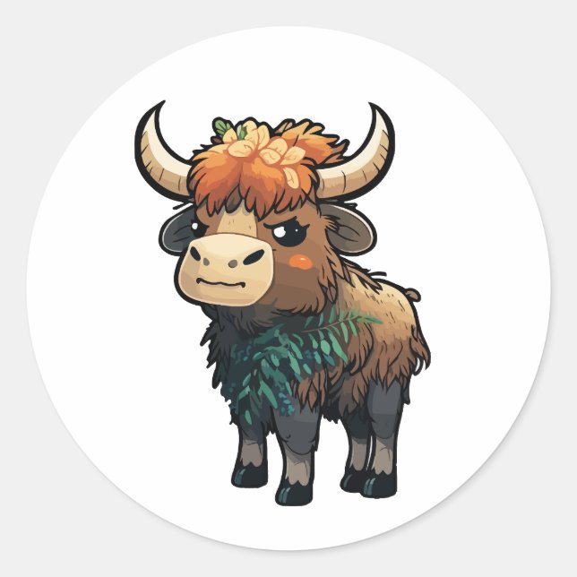 Adesivo estilo de desenho animado de anoa fofo (Frente)