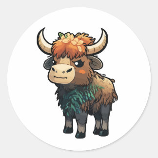 Adesivo estilo de desenho animado de anoa fofo