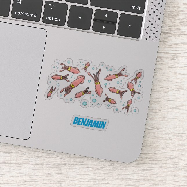 Adesivo Estilo de desenho animado de lula rosa e engraçado (Detalhe)