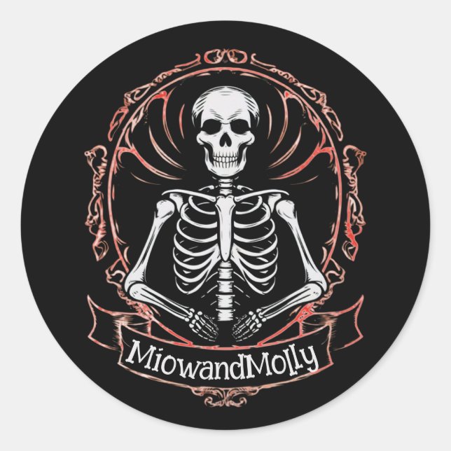 Adesivo Estilo de Gótico do Skeleton (Frente)