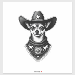 Adesivo Estilo de gravura de cowboy Chihuahua ocidental vi