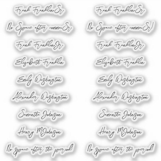 Adesivo Estilo de letra manuscrita de 18 nomes de convidad (Frente)