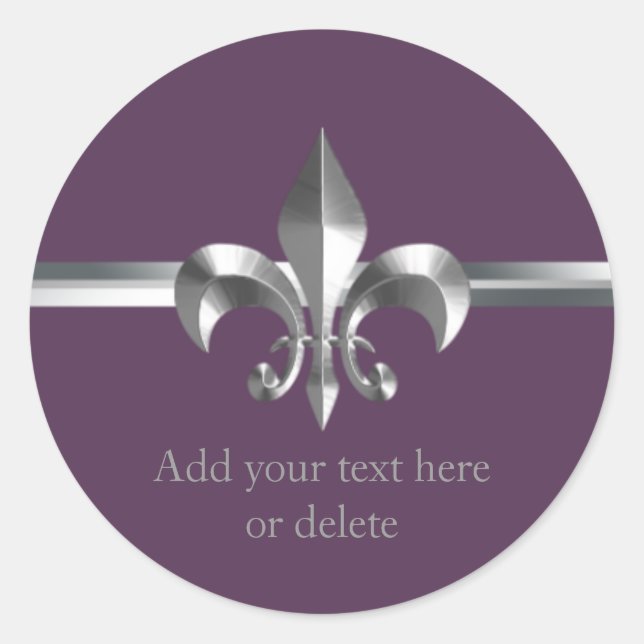 Adesivo Estilo de metal escovado roxo Fleur de Lis (Frente)