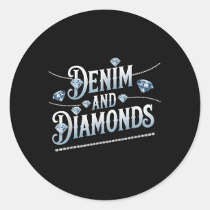 Adesivo Estilo de Moda Trendy de Denim e Diamantes
