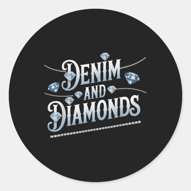 Adesivo Estilo de Moda Trendy de Denim e Diamantes (Frente)
