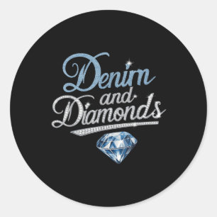 Adesivo Estilo de Moda Trendy de Denim e Diamantes