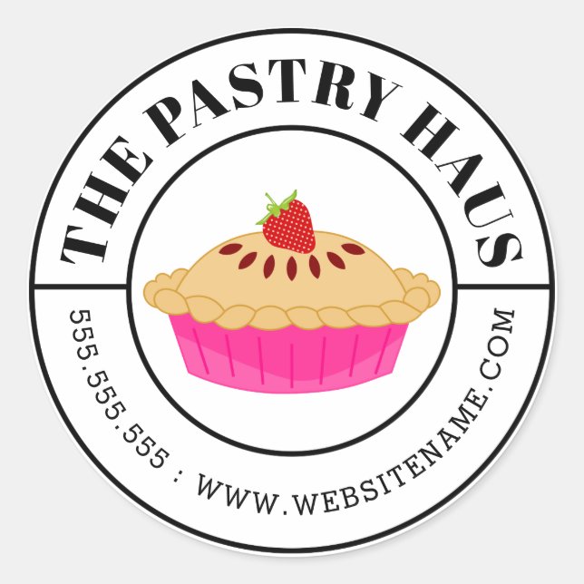 Adesivo Estilo de Morango Elegante e Texto Curvo (Frente)