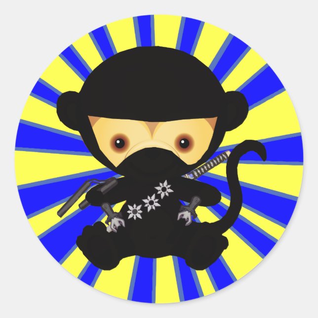 Adesivo Estilo de Ninja Kawaii do macaco (Frente)
