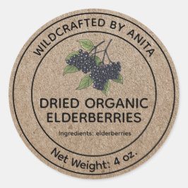 Adesivo Estilo de Papel Kraft de Amoras Secas e Secas