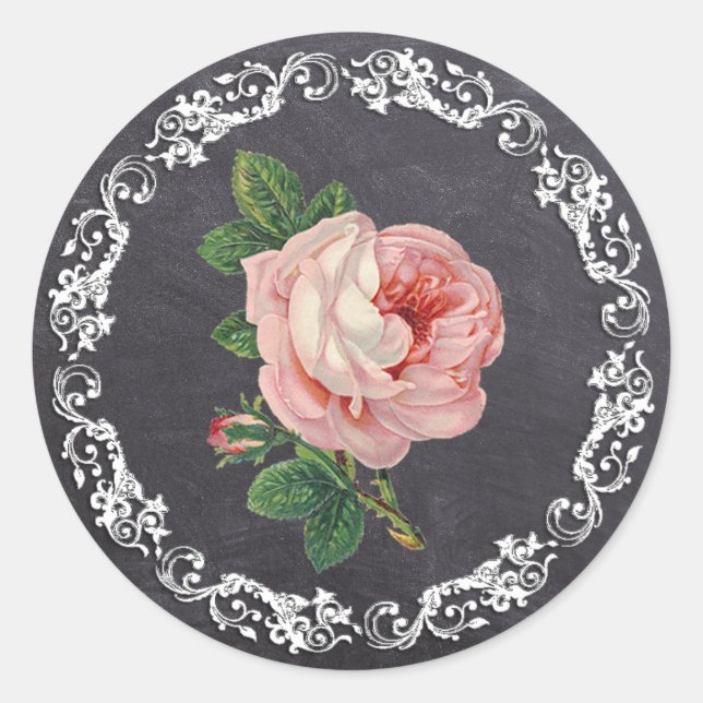 Adesivo Estilo de Quadro de Chalkboard Elegante de Rosa de (Frente)