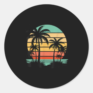 Adesivo Estilo de Retro Tropical Vintage Sunset Beach Palm