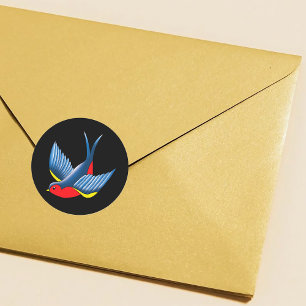 Adesivo Estilo de Tatuagem de Pássaro Andorinha Tradiciona