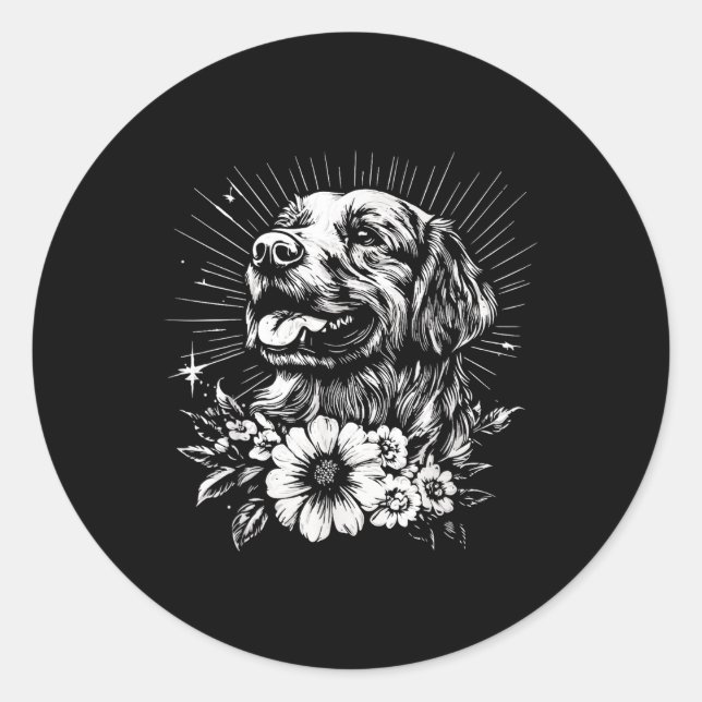 Adesivo Estilo de Tatuagem Ouro do Lover Retriever Cão Ret (Frente)