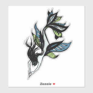 Adesivo Estilo de Tatuagem Sereia - Desenho Fantástico De 