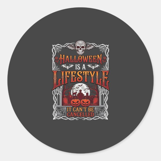 Adesivo Estilo de Vida de Halloween Morcego Crânio Cemitér (Frente)