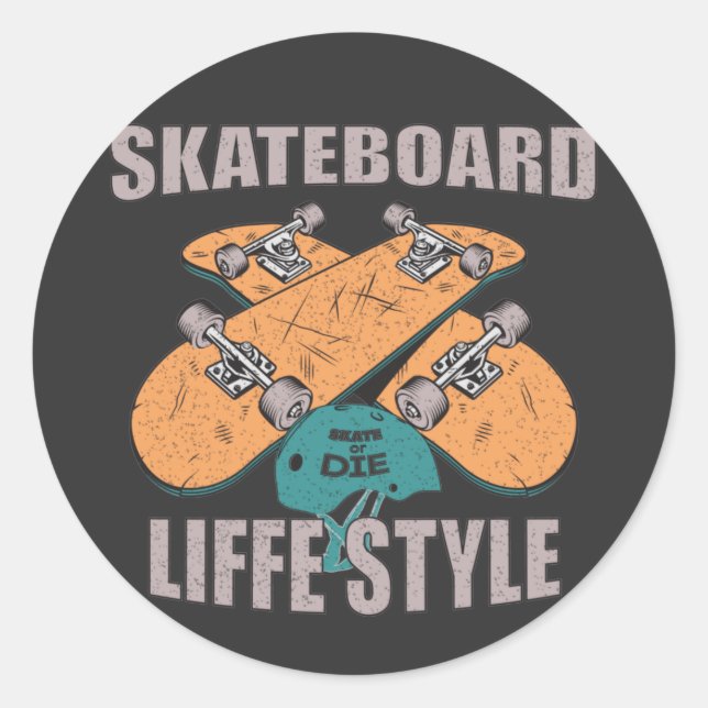 Adesivo estilo de vida de skate retro skateboarding (Frente)