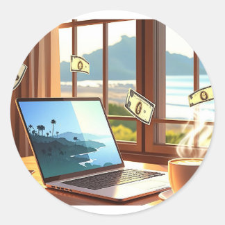 Adesivo Estilo de vida laptop e Latte - Trabalho, Sip, Bem