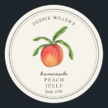 Adesivo Estilo de vindima Pêssego sobre Jelly jar esbranqu<br><div class="desc">Elegante Pintado manualmente pintado com aquarela estilo vintage Peach Jelly label Use para compota caseira ou qualquer coisa que você escolher. Faz presente de excelente. Preencha suas informações no rótulo e aproveite.</div>