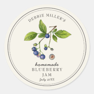 Adesivo Estilo de vinheta de mirtilo Blueberry jam em bran
