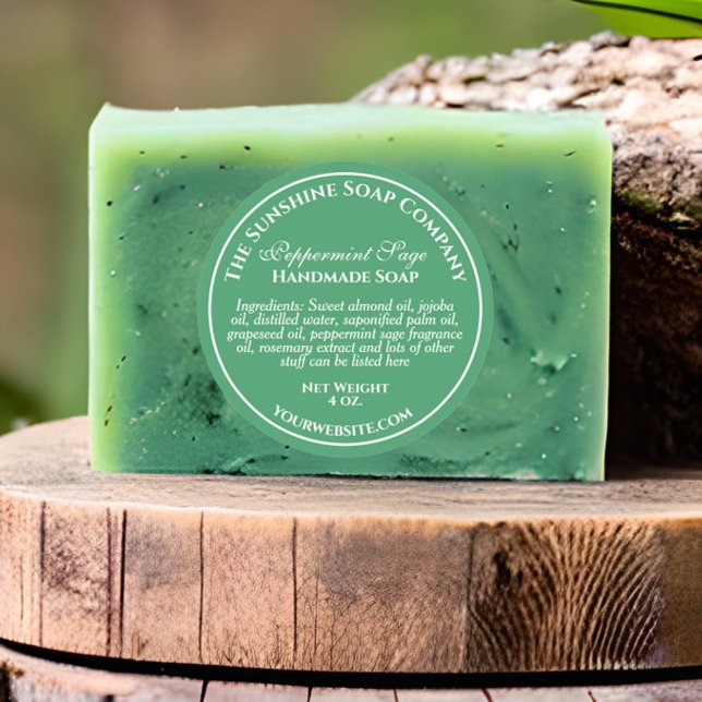 Adesivo Estilo de vinheta verde com sabão branco (Criador carregado)