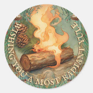 Adesivo Estilo de Vintagem Radiante Yule Solstício de inve