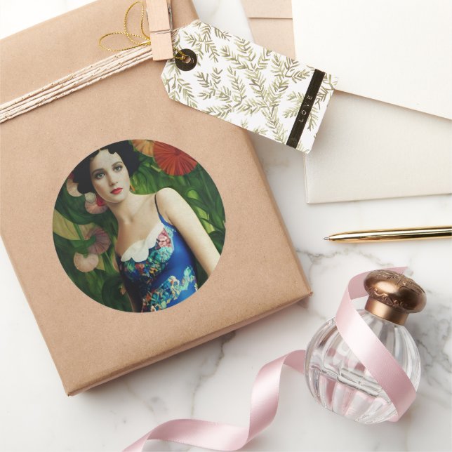 Adesivo Estilo Deco Elegante Mulher com Flores Grandes (Presentear)