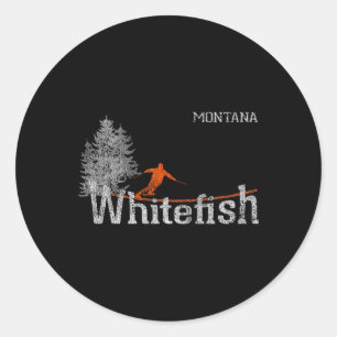 Adesivo Estilo dos anos 80 Whitefish Montana Esqui Antigo