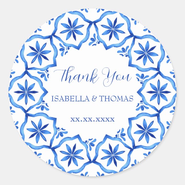 Adesivo Estilo elegante de chinoiserie Flor Branca Azul (Frente)