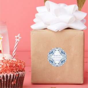 Adesivo Estilo elegante de chinoiserie Flor Branca Azul