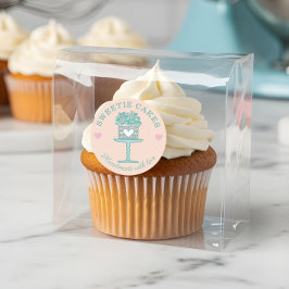 Adesivo Estilo Floral Bolo e Logotipo de Suporte Cor-de-ro