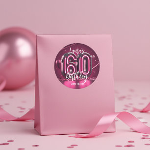Adesivo Estilo Glam Vibrante Rosa Neon Luz Aniversário de 