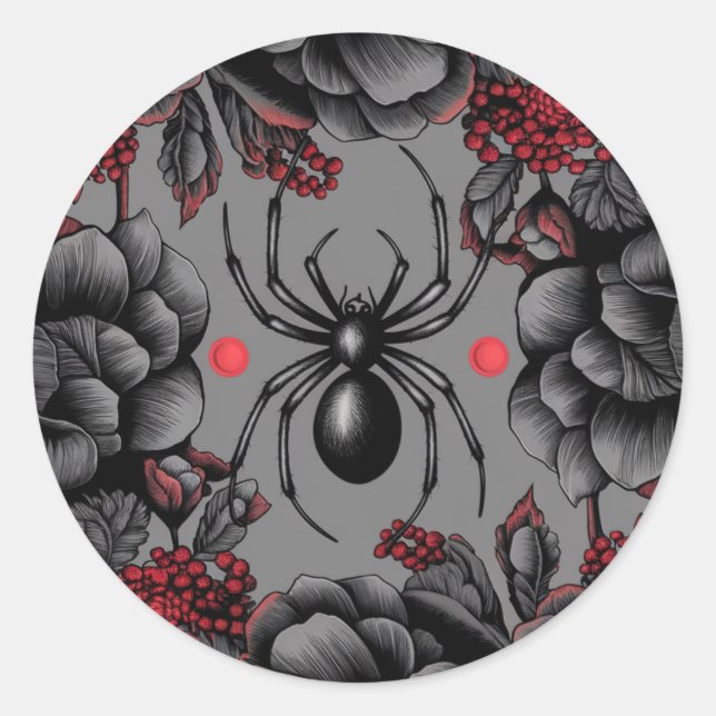 Adesivo Estilo gótico de design de Aranha Floral (Frente)